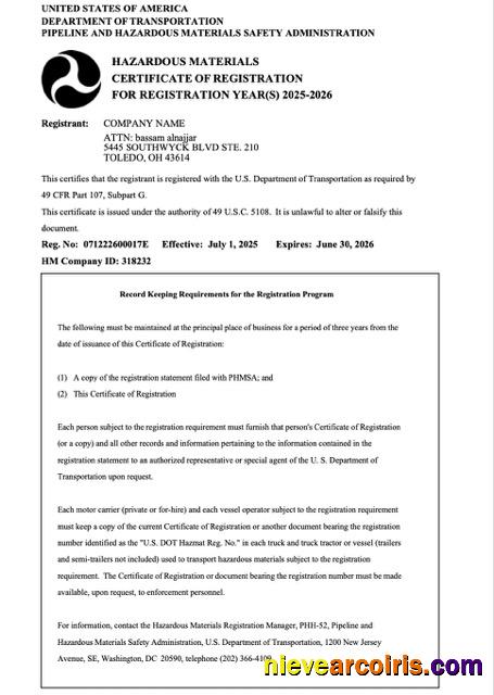 USA certificate of registration, version 3